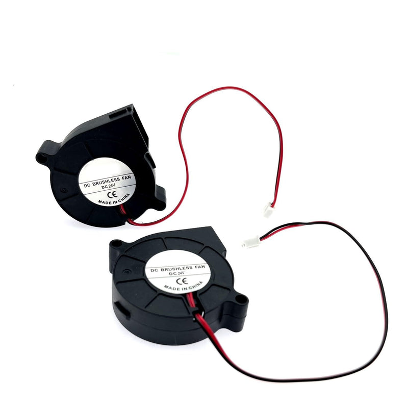 JZK 2PCS Small Blower 24V 5015 Fan, Speed: 6500rpm/min, 50x50x15mm, 3D Printer Blower Fan 24V 5cm, Brushless DC Fan 50mm