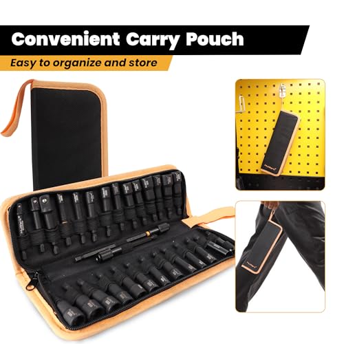 MulWark 29 Piece Magnetic Nut Driver Set, Impact drill socket adapter, SAE, and Metric Nut Driver Set Includes Magnetic Bit Holder, Quick Release Extension with Storage Bag – Christmas Gift