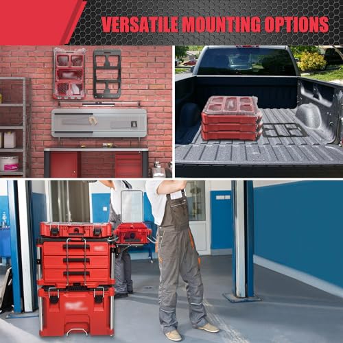 Folding Side Storage Mount Compatible with Milwaukee PACKOUT Tool Box System, Foldable Side Organizer Holder for Compact Tool Boxes, Organizers, Backpacks & Tool Pouches,Aluminum Aluminum