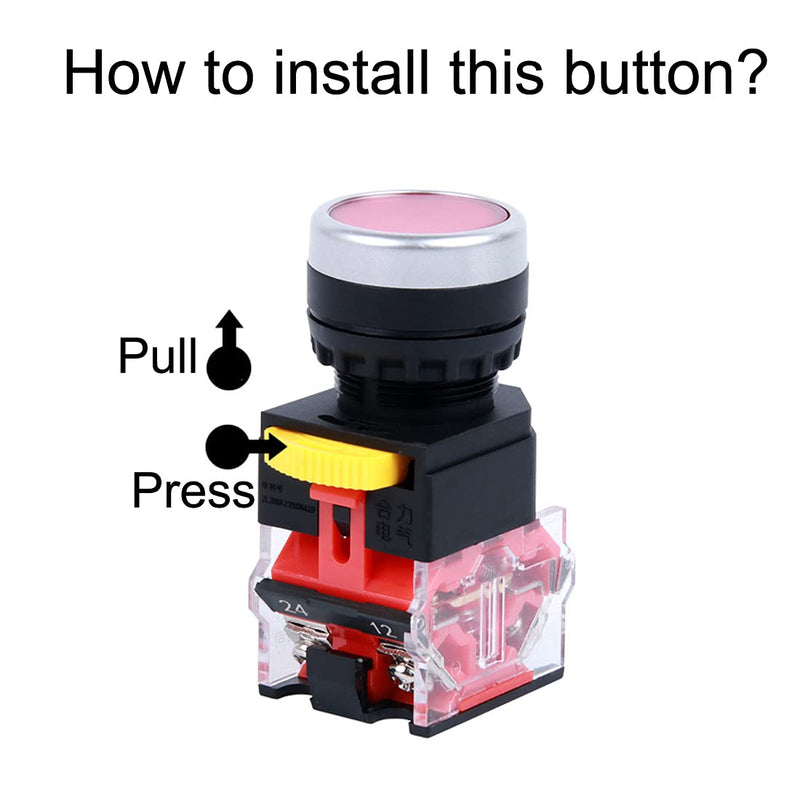 GUUZI 5pcs 22mm Panel Mount 10A 440V 1NO 1NC DPST Red/Green/Orange/Blue/White Momentary Push Button Switch Red/Green/Orange/Blue/White-22mm