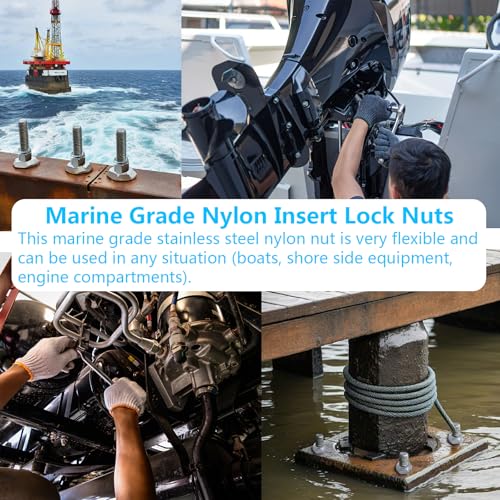 Marine Grade 316 Stainless Steel with Nylon Insert Lock Nuts Coarse Thread Nuts（1/4-20 5/16-18 3/8-16 1/2-13）
