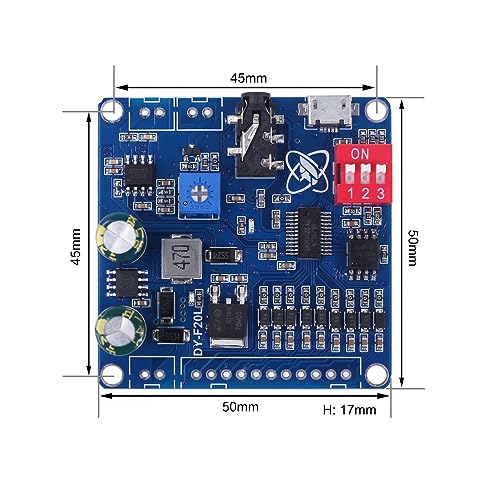 Voice MP3 Player Modules, DY-F20L DC 12V/24V 20W Mono Voice Playback Module 9CH Music Power Digital Amplifier 32Mbit Flash MP3 WAV UART Controller for