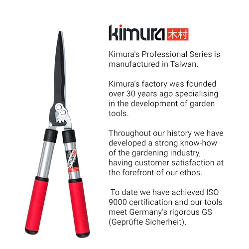 Kimura® Pro Heavy Duty Hedge Shears - Premium Garden Clippers with Patented Gearing Technology, Ultra Lightweight Aluminium Handles, Japanese SK5 Steel Blades, Ideal Shears for Gardening - 22" Trimmer 22"