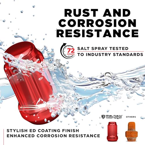 White Knight 3806RDT-20AM M12x1.25 Red 6 Spline Lug Nut with Key, 20 Pack (for AFTERMARKET Wheels with Smaller 0.80" Diameter Seating)