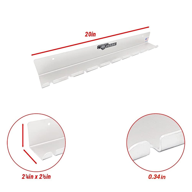 Pit Posse PP3118 Air Tool Pneumatic Rack Holder Organizer for Enclosed Trailer Garage Shop - Made in USA - Holds up to 10 Air Tools - Aluminum Tool Storage (Silver) Silver