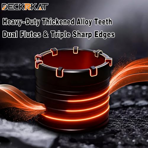 DECKRKAT 4-1/4" Concrete Hole Saw Kit,Electroplated Black Quenching Tech,Heavy-Duty Thickened Alloy Teeth,SDS Plus Shank & 2 Center Bits for Concrete,Brick,Stone. (110mm)4-1/4"