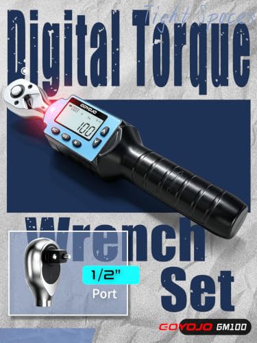 GOYOJO 1/2 Inch Digital Torque Wrench 7.37-73.76 ft-lb/10-100Nm High-Precision Professional Tool for Auto Repair, Motorcycle Maintenance, and DIY Projects ±2% Accuracy