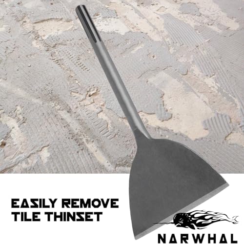 Narwhal SDS Max Chisel Bit (6" Wide x 14" Long - Industrial Grade) Tile Grout Thinset Removal Tool - Compatible with All SDS Max Rotary Hammers (2025 Version)