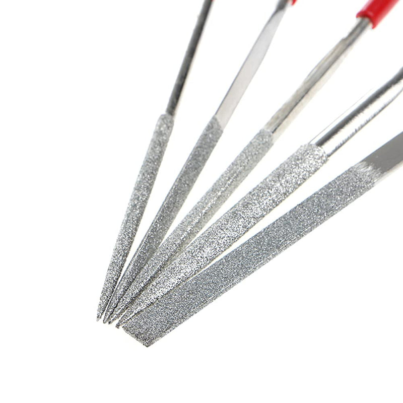 Mesee Mini Diamond Files set, 10 pieces titanium-coated diamond needle file set, diamond-coated tool files with precision coating for modeling and deburring jade metals - 3x140mm