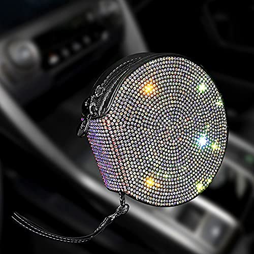 Pomelo Litchi Pitaya CD Case Holder for Car, Rhinestone Storage Disk, Heavy Duty, Portable, 7x2x2 inches, Multi