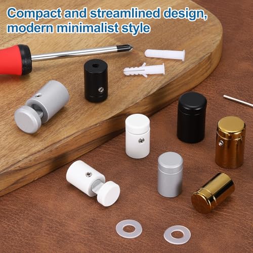 MECCANIXITY 8pcs Side Clamp Standoffs, 3/4" x 1" White Aluminum Standoff Screws Wall Sign Mounting Hardware Edge Grips for Acrylic Signs, Hanging Picture Frame, Advertising 3/4" x 1"