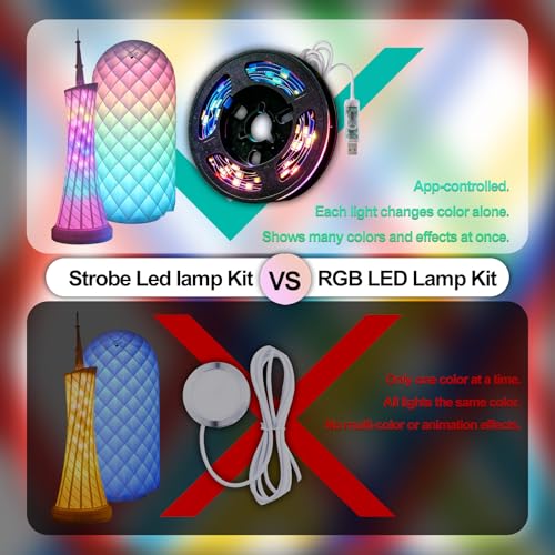 2Pack App Control LED Lamp Kit 001, for Bambu Lab 3D Print Light,Iridescent RGB LED Strip Light, Bundle-ZH037 1M/3.28FT 3D Printer Accessories, 60 LEDs Models Lamp DIY 2Pack