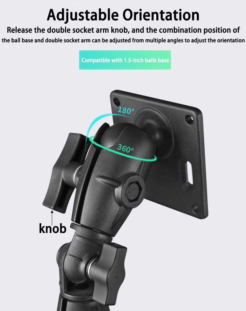 Strg Double Socket Swivel Arm for 1.5 Inches/C Size / 38mm Ball Mounts Accessories, 6.4" Length Double Socket Arm Powerful Clamp Compatible with RAM Mount, iBolt and More 1.5" Ball + 6.4" Long