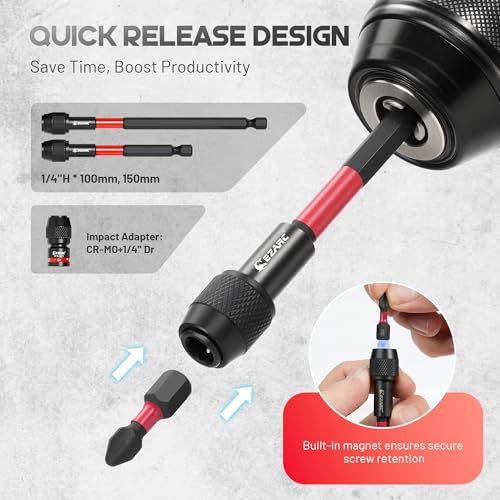 EZARC Impact Socket Adapter Set, 14PCS with Swivel and Angle Attachments