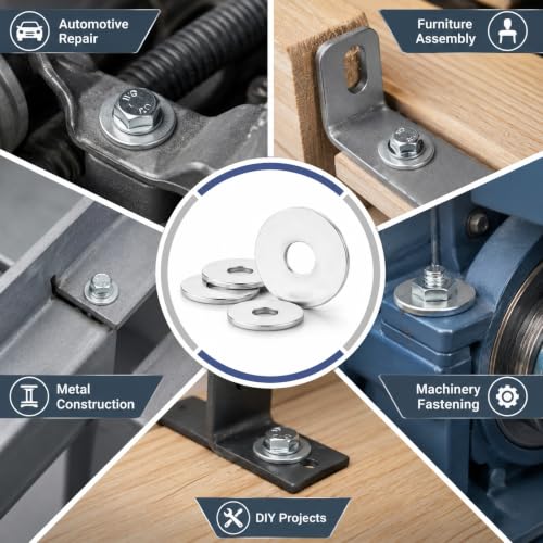 Acrux7 400 Pack M4 Fender Washers, 4x20x1mm, Zinc Plated Carbon Steel
