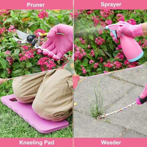 Housolution Gardening Tools Set, 10PCS Gardening Gifts for Women, Pink