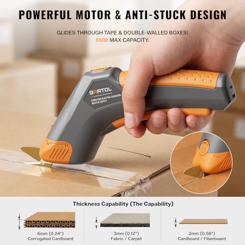 GARTOL 4V Cordless Electric Box Cutter for Cardboard, Fabric, and Leather