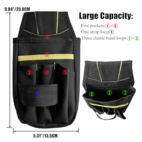 2-Piece Tool Organizer Set,Belt Clip Tool Pouchs, Small Tool Bag with Belt Clip, Multi-Pocket Holser Organizer