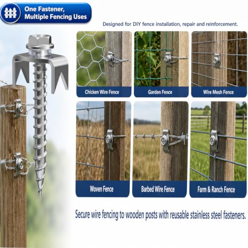 Fence Staples 100Pcs 304 Stainless Steel Reusable Drill Fasteners 100