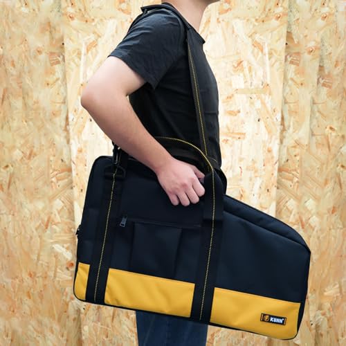 KUNN Shoulder Framing Nailer Bag with Dual Lockable Zipper,Extra pockets for Hitachi NR83A,NuMax SFR2190 Yellow