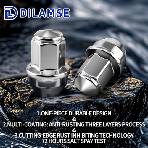 24 Pack One‑Piece Wheel Lug Nuts, M14x1.5 Thread 60° Conical Seat, 21mm Hex Chrome Alloy Steel Replacement Lugnuts, OEM Part ACPZ1012B