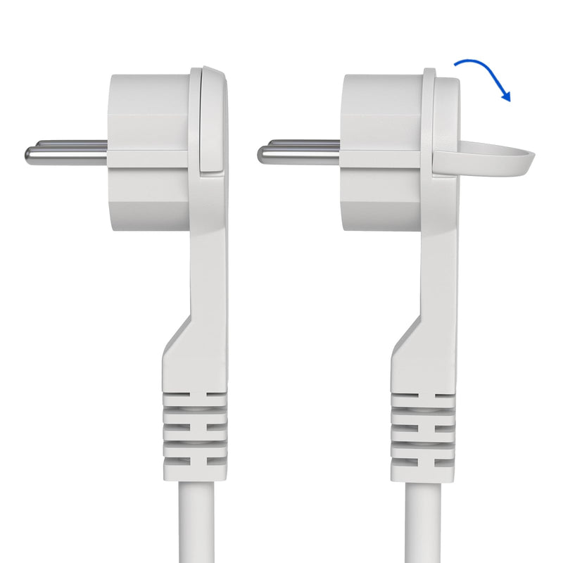 hb-digital 5 m Power Extension Cable with Angled Flat Plug CEE 7/7 to Protective Contact Coupling CEE 7/3 - H05VV-F 3 x 1.5 mm² - IP22 - White