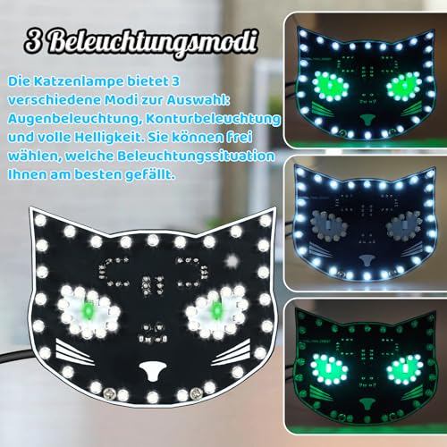 PEMENOL Soldering Project Set with Touch Control Function, DIY Black Cat Decoration, Soldering Kit, 3 Light Modes, Suitable for Adults, Beginners, Decoration Gifts