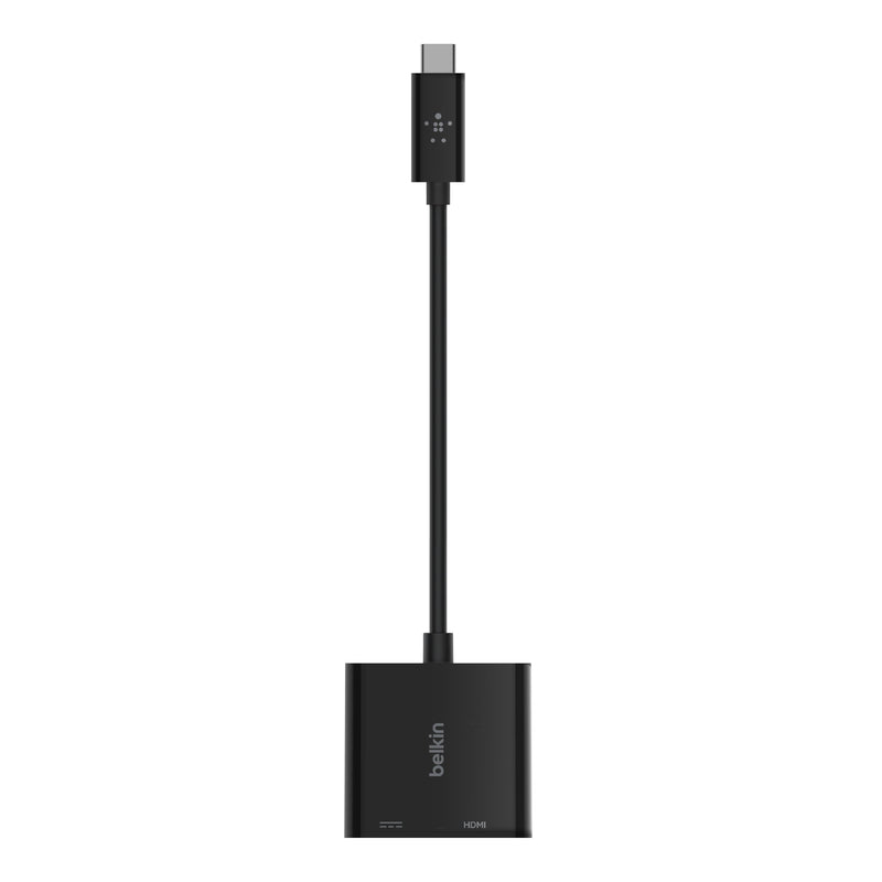 Belkin USB C to HDMI Adapter + USBC Charging Port to Charge While You Display, Supports 4K UHD Video, Passthrough Power up to 60W for Connected Devices, Compatible with MacBook, iPad, Windows USB-C to HDMI + Charging