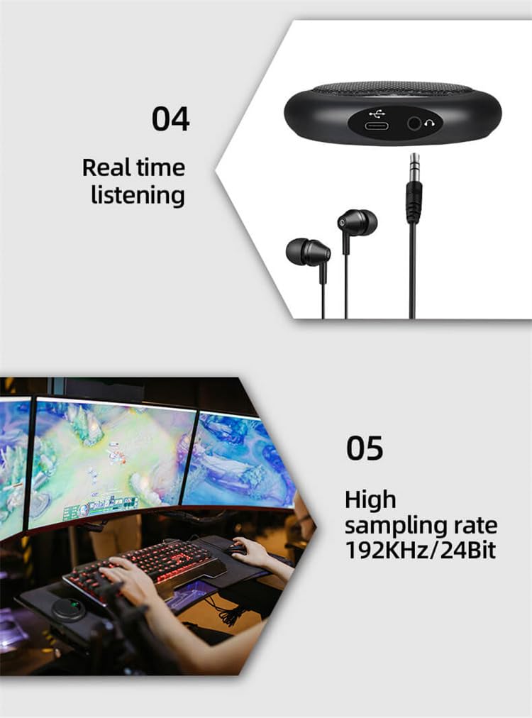 Conference USB Microphone,Omnidirectional Condenser PC Laptop Mics for Online Meeting/Class,Skype,Recording,Chatting,Zoom,Plug&Play compatible with Windows Mac