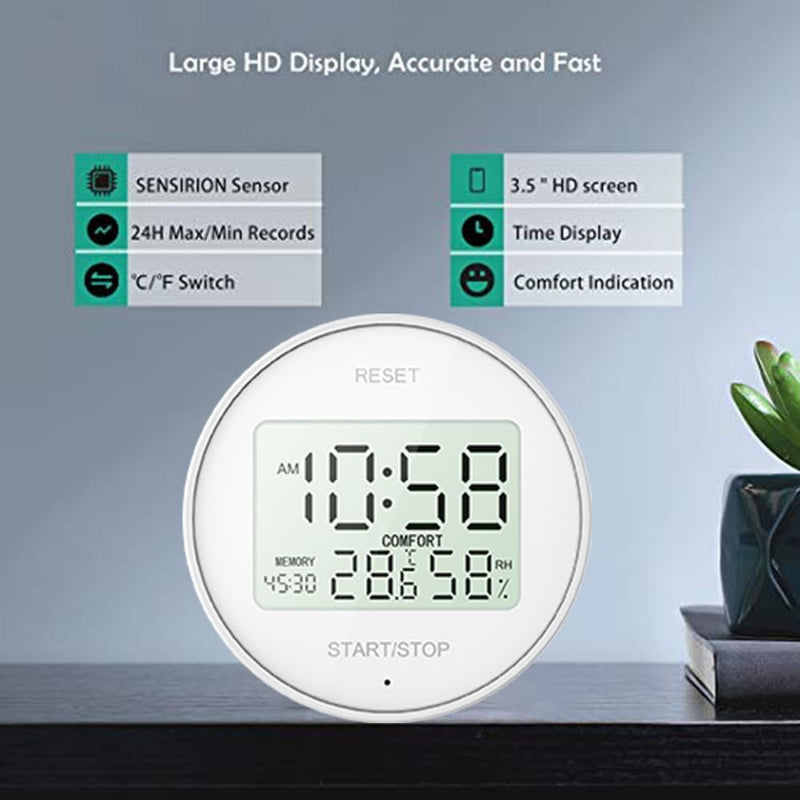 Magnetic Digital Hygrometer & Indoor Thermometer - Kitchen Timer for Cooking, Baking, Fitness, AAA Battery Included