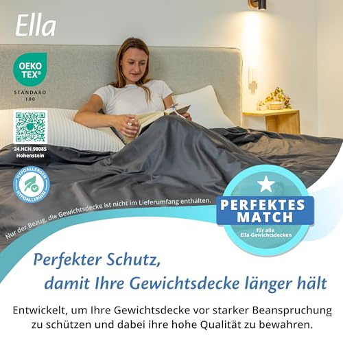 Ella Duvet Cover 135 x 200 cm for Weighted Blanket - Made from 100% Cotton - Suitable for 7 kg and 9 kg Weighted Blankets - Anthracite Grey