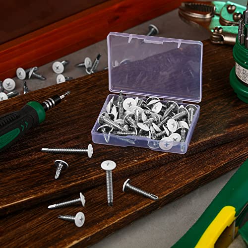 Peryiter 480 Pcs White Self Tapping Screws for Metal White Thread Truss Head Screws 8 Fast Self Drilling Sheet for Wire Lath to Metal Studs, Wood Work, 4 Sizes