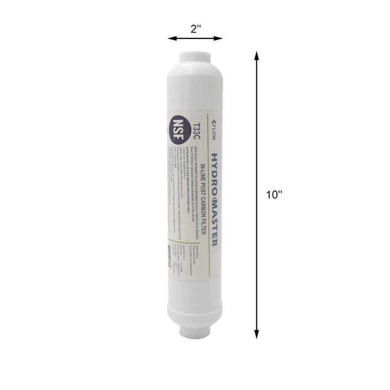 HYDRO MASTER IN-LINE POST CARBON FILTER With 1/4-Inch NPT Connection, 10 Inch x 2 Inch. (Pack of 2) 5 Piece Set (Pack of 2)