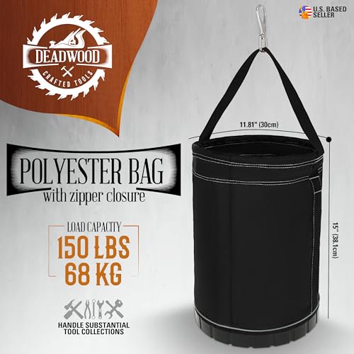 Deadwood Crafted Tools Tool Bag - 150 Pound Capacity Canvas Bucket Lineman Bag - Bucket Truck Accessories Aerial Grunt Bag Utility Sack for Welders, Ironworkers, and Lineman
