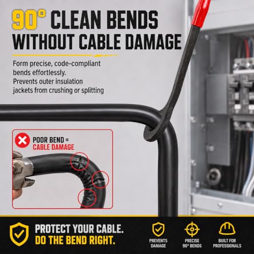 12 inch Cable Bender Tool, Heavy Duty Wire Bending Tool for Easily Bending Max 350 MCM Copper & Aluminum Wires in Electrical Panels, 22° Angled Head Knuckle Saver, 2 Pack