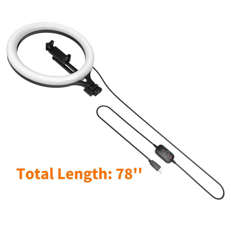 10" Ring Light Replacement Parts - Dimmable with 2 Universal Ball Heads, USB Port, 10W/5V/2A