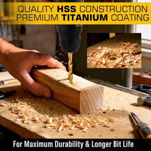 230 Pcs Titanium Twist Drill Bit Set, Coated HSS 135° Tip 3/64"-1/2"