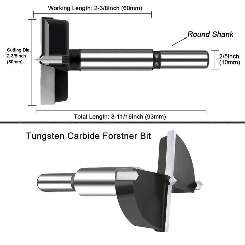 NICAVKIT Tungsten steel Forstner drill bit 60 mm, professional Forstner drill bit wood hole cutter, wood drill pot drill art drill for wood and hardwood