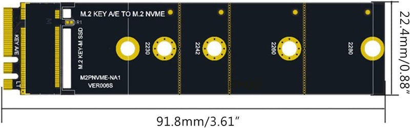 Wireless for M.2 A/E for Key Slot to for M.2 for M for Key WiFi Bluetooth-Compatible Adapter for NVMe PCI for Express Ssd Card M2 Key A-E to M2 NVME Adapter Converter, Network Cards