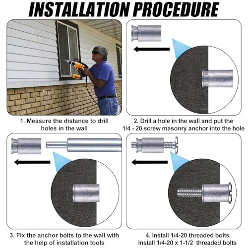 49 Pcs Hurricane Shutter Hardware 18-8 Bolt Kit 1/4-20 x 1-1/2 Inch 49