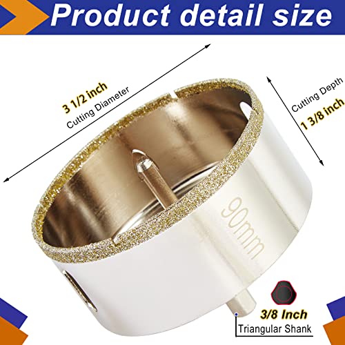 1 1/4 Inch Diamond Hole Saw + 3 1/2 Inch Hole Saw Diamond for Porcelain Tile, Stone, Ceramics Pot, Marble and Granite, Wet Use