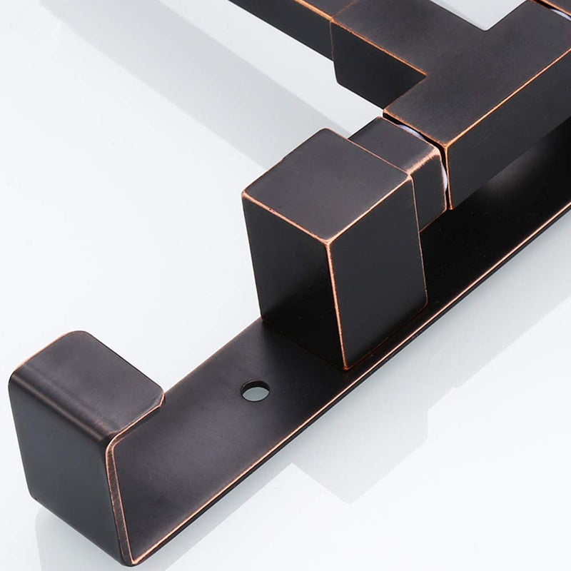 ELLO&ALLO Oil Rubbed Bronze Swing Out Towel Rack for Bathroom Holder Wall Mounted Towel Bars with Hook 3-Arm Square Bar