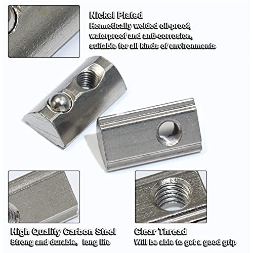 20 Pcs 4545 Series T Spring Nut, M8 Thread Roll in Spring Post Assembly T Nuts Hammer Head Fastener Nut Drop in T-Nut for 45 Series Aluminum Extrusion Profile T Slot 10mm for 3D Printer (M8) 4545 Series M8
