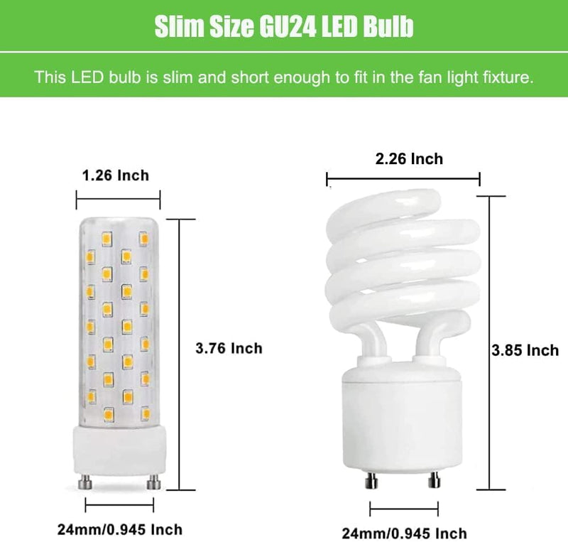 GU24 LED Light Bulb 2700K-3000K Soft Warm White High Brightness for Bathroom Ceiling Fan 13W 18W 23W T2 Spiral CFL Light Replacement, 120V 10W 4pcs(Not dimmable) 4 Count (Pack of 1)