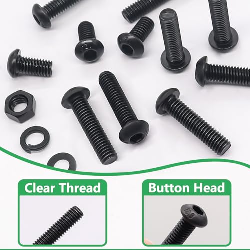 Twidec/633PCS M6 Bolt Assortment Kit M6x10/12/14/16/20/25/30/35/40/45mm 12.9 Grade Button Head Hex Socket Cap Screws Metric Bolts Nuts