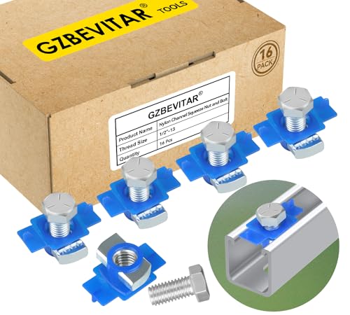 1/2"-13 Nylon Channel Squeeze Nut and Bolt - 16 Pack, 1/2″ Drive 3/4″ (19mm) Strut Channel Impact Socket