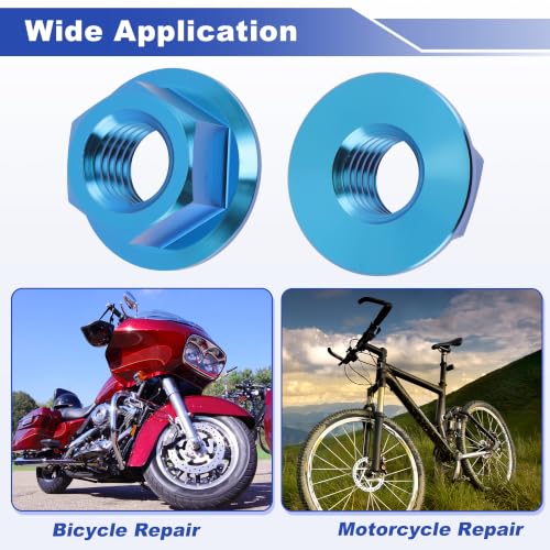 5 Pcs GR5 Titanium Flanged Hex Head Sprocket Nut M10x1.5 Lake Blue