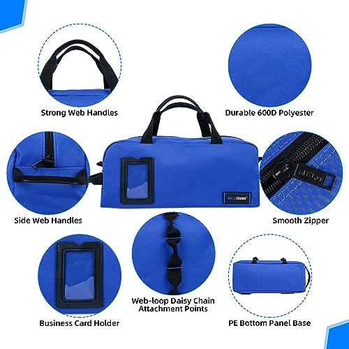 MELOTOUGH Utility Tool Tote Bag Combo Kit-Includes 2 Medium Tool Organizer Bags for Electrician, Plumbing, Gardening, HVAC & More (Black& Bule)