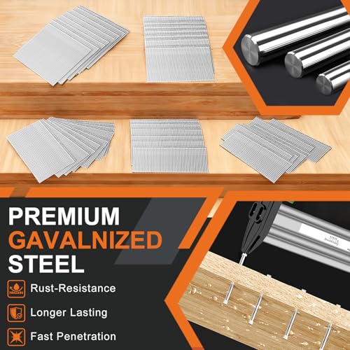 PINOZE 16 Gauge Finish Nails, 2000-Count (2-1/2", 2", 1-3/4", 1-1/2", 1-1/4") 16GA Galvanized Straight Finishing Nails Assorted Size for Framing Nail Gun Pneumatic, Electric Finish Nailer 2-1/2", 2", 1-3/4", 1-1/2", 1-1/4"