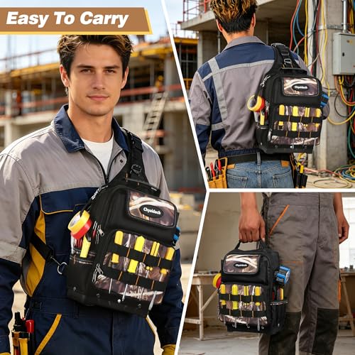 Chyaidach Electrician & HVAC Crossbody Sling Tool Bag with Hard Bottom Camo